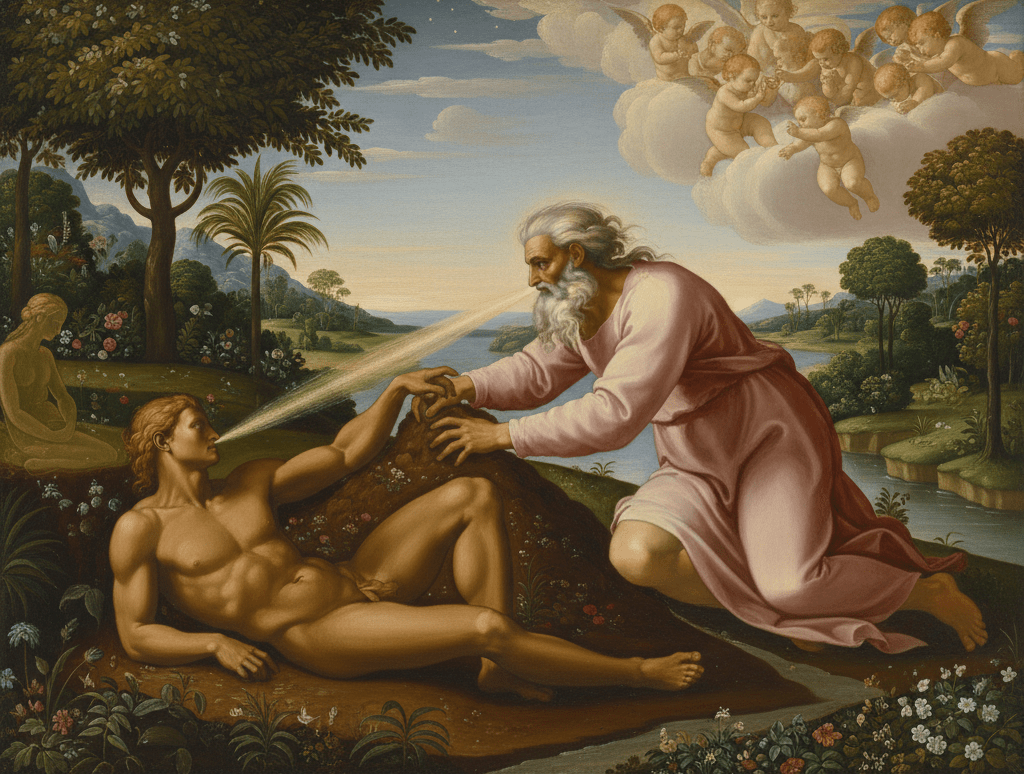 The Intersection of Chronology, Theology, and Biological History Between the Divine Intent and Natural Process of Creation.
1. The Timeline of Record-Keeping
If we use the Ussher-style chronology (placing Adam at ~4004/4005 BC), we see a significant "silence" before the written record begins.
•	The Gap (4005 BC – ~600 BC): For roughly 3,400 years, the story of Adam and Eve lived in the "Oral Tradition." It was passed down through memory, song, and spoken word.
•	The Theological Record: Most scholars agree that the Torah (including Genesis) was formalized in its written form around the 6th or 7th century BC (roughly 3,400 years after 4005 BC).
•	The Evolutionary Record: Around the same period (roughly 4,300 years from the 4004 BC starting point, placing us in the 6th century BC), the Greek philosopher Anaximander proposed that humans evolved from fish. He argued that since human infants are helpless, they must have descended from self-sufficient creatures like fish that lived in the "moist element."
2. The Connection: The Birth of Inquiry
Why did both records appear "at the same time"? This suggests a massive shift in human consciousness.
A. The Transition to Literacy
By the 6th century BC, humanity had moved past simple accounting (keeping track of grain and taxes) to conceptual writing. This allowed for the preservation of complex origins. Whether it was the Jewish scribes recording Genesis or Greek thinkers recording early biology, the "wisdom" was finally being anchored in ink.
B. Common Links in the Stories
The 3,400–4,300 year window marks the moment humans began to ask: "What is our relationship to the Earth?"
•	In Genesis: The link is the "Dust" (man is made from the earth).
•	In Evolution (Anaximander): The link is the "Water" (man is made from the sea).
•	The Conclusion: Both records agree that humans are not "alien" to this world; we are made of its materials.